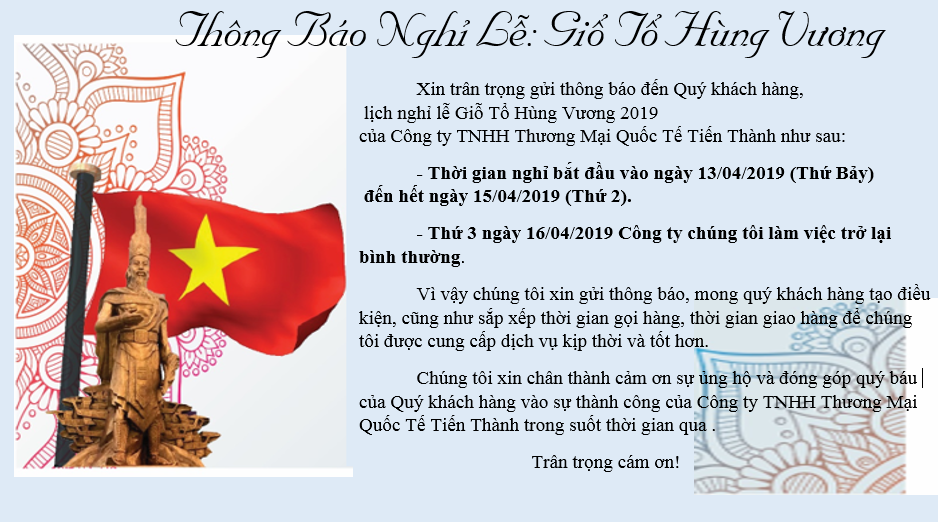 Thông Báo Nghỉ Lễ Giỗ Tổ Hùng Vương 10/3